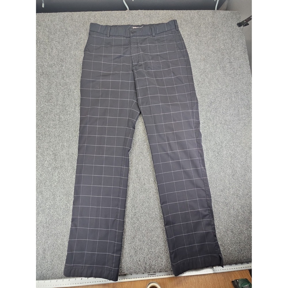 Nike Golf Pants Mens 34 X 35 Black Check Dri Fit Tour Performance Chino 1825